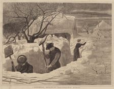 A Winter-Morning, - Shovelling Out, published 1871. Creator: George A. Avery