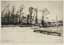 A Wintry Blast on the Stourbridge Canal, 1890. Creator: Frank Short (British, 1857-1945); Print Collectors Club
