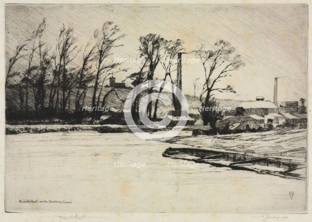 A Wintry Blast on the Stourbridge Canal, 1890. Creator: Frank Short (British, 1857-1945); Print Collectors' Club.