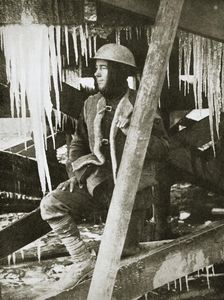 A wintry scene on the Western Front, the Somme, France, World War I, c1916