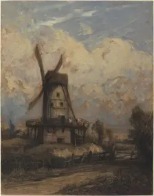 A Windmill against a Cloudy Sky, 1845/1850. Creator: Constant Troyon