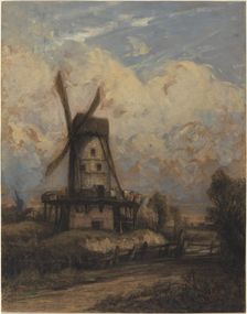 A Windmill against a Cloudy Sky, 1845/1850. Creator: Constant Troyon