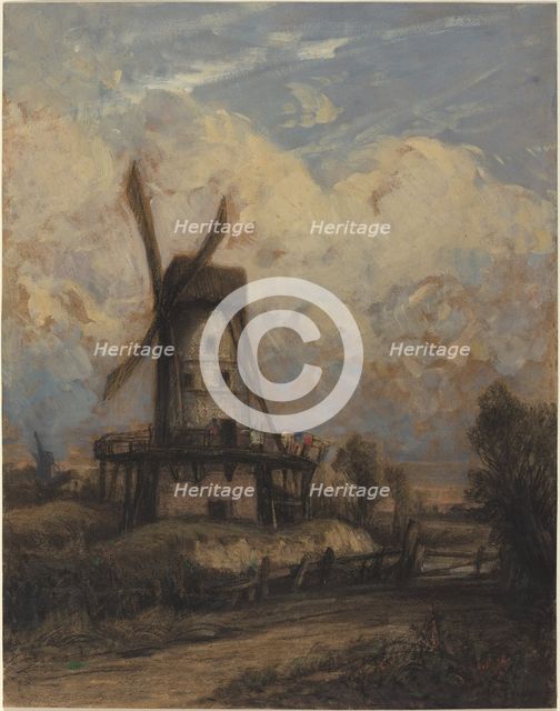 A Windmill against a Cloudy Sky, 1845/1850. Creator: Constant Troyon.