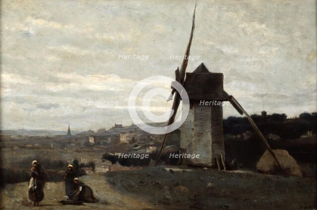'A Windmill, Etretat', 19th century.  Artist: Jean-Baptiste-Camille Corot    