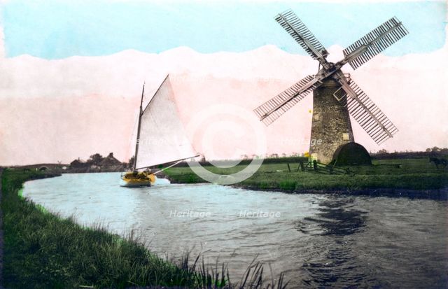 A windmill on the Norfolk Broads, Norfolk, 1926.Artist: Cavenders Ltd