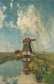 A Windmill on a Polder Waterway, Known as In the Month of July c.1889. Creator: Paul Joseph Constantin Gabriel