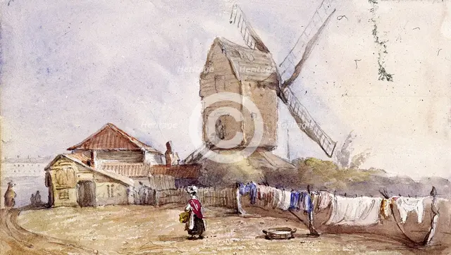 A windmill on Blackheath, Greenwich, London, 1833. Artist: George Shepheard