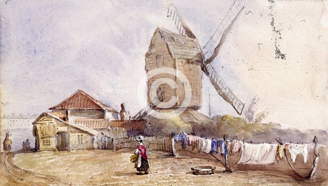 A windmill on Blackheath, Greenwich, London, 1833. Artist: George Shepheard