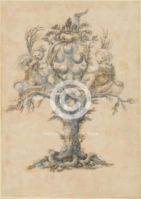 A Wine Decanter with Lions and Putti, 1650/1670. Creator: Master of the Medici Banquet Decanters.