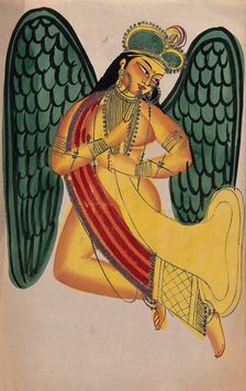 A winged apsaras blowing the horn, (c1880?). Creator: Unknown