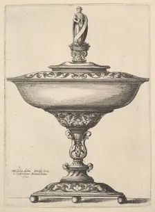 A wide cup with ball feet, 1646. Creator: Wenceslaus Hollar