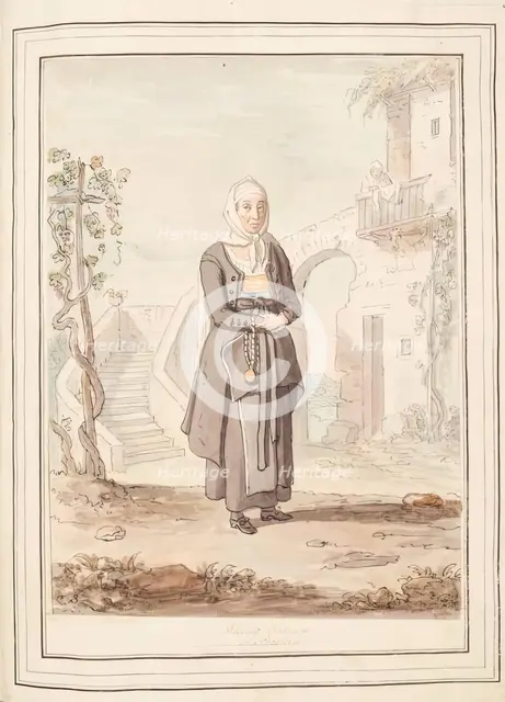 A Widow Woman of Procida, leaf from 'A Collection of Dresses by David Allan Mostly from Nature',1776 Creator: David Allan.