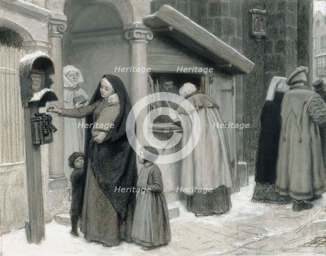 A widow and her children, 1899. Creator: Georg von Rosen.