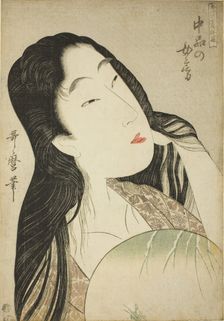 A Wife of the Middle Rank (Chubon no nyobo), from the series "A Guide to Women's..., c. 1801/02. Creator: Kitagawa Utamaro