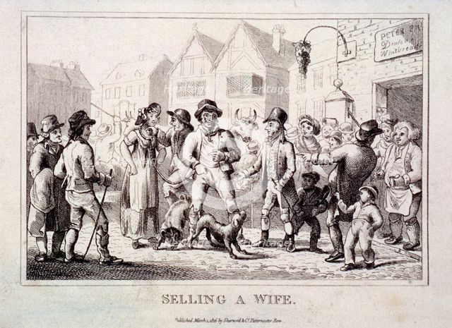 A wife being sold at Smithfield Market, London, 1816. Artist: Anon