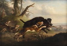 A wild boar hunt, 1792-1830. Creator: Christian David Gebauer
