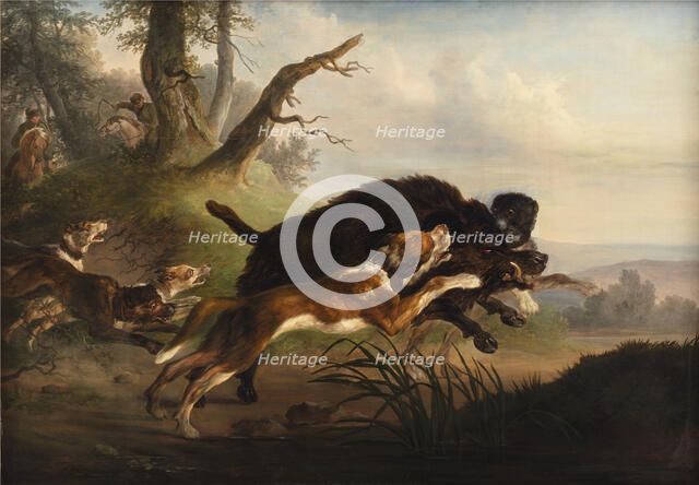 A wild boar hunt, 1792-1830. Creator: Christian David Gebauer.