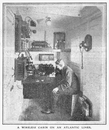 A Wireless Cabin on an Atlantic Liner 20 April, 1912. Creator: Unknown