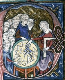 A woman teaching geometry, 1350. Creator: Unknown