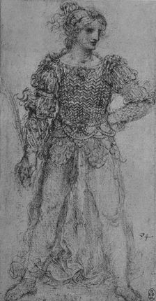 A Woman Wearing a Bodice of Interlaced Ribbons c1480 (1945). Artist: Leonardo da Vinci