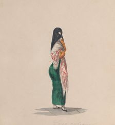 A woman wearing the saya standing in profile, from a group of drawings depicting Peruvian..., ca.184 Creator: Attributed to Francisco (Pancho) Fierro