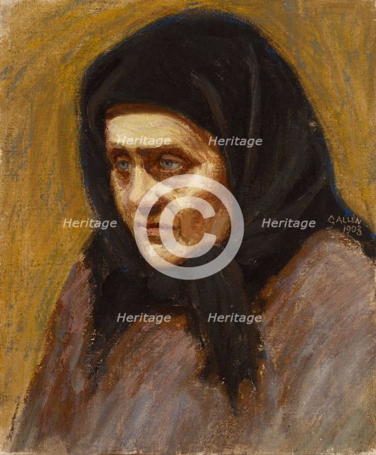 A woman with a black scarf, 1903. Creator: Akseli Gallen-Kallela.