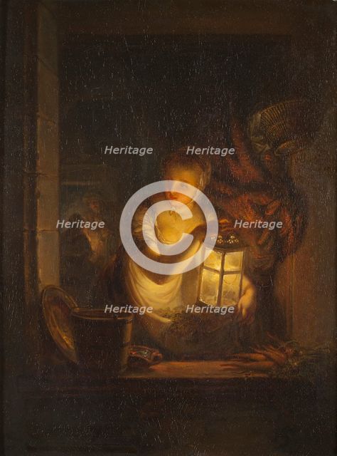 A Woman with A Lantern, 1818. Creator: Alexander Lauréus.