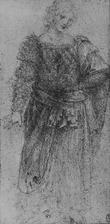 A Woman With a Plaited Bodice and a Cloak over her Left Arm c1480 (1945). Artist: Leonardo da Vinci