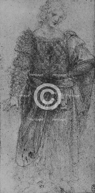 'A Woman With a Plaited Bodice and a Cloak over her Left Arm', c1480 (1945). Artist: Leonardo da Vinci.