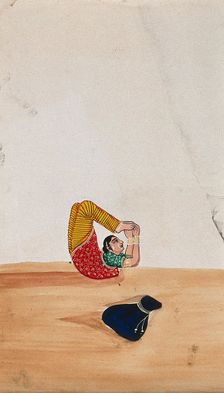 A woman acrobat with her belongings, (between 1800 and 1899?). Creator: Unknown