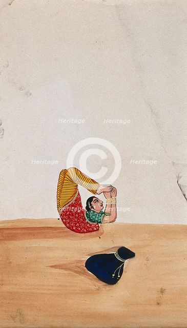 A woman acrobat with her belongings, (between 1800 and 1899?). Creator: Unknown.