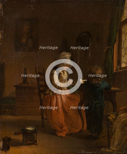 A Woman and a Boy at a Table, c1783-1803. Creator: Georg Karl Urlaub.