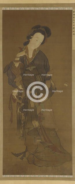 A Woman and a butterfly, Ming dynasty, 16th-17th century. Creator: Unknown.