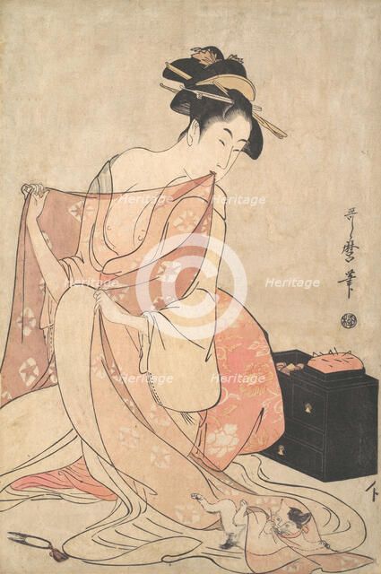 A Woman and a Cat, ca. 1793-94. Creator: Kitagawa Utamaro.