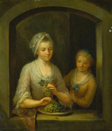 A Woman and a Girl at a Window, c1770-1780. Creator: Johann Andreas Herrlein