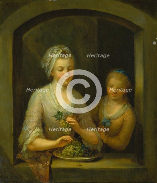 A Woman and a Girl at a Window, c1770-1780. Creator: Johann Andreas Herrlein.
