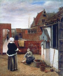 A Woman and a Maid in a Courtyard c1660-1661. Artist: Pieter de Hooch