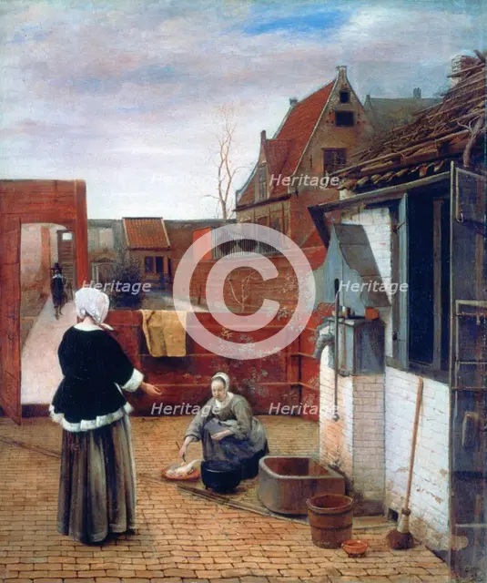 'A Woman and a Maid in a Courtyard', c1660-1661. Artist: Pieter de Hooch