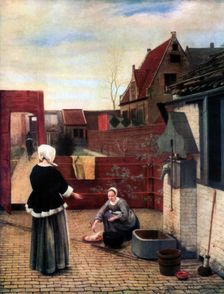 A Woman and her Maid in a Courtyard c1660-1661, (1933). Artist: Pieter de Hooch