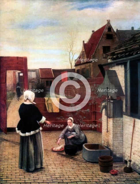 'A Woman and her Maid in a Courtyard', c1660-1661, (1933). Artist: Pieter de Hooch