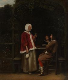 A Woman and Two Men in an Arbor, ca. 1657-58. Creator: Pieter de Hooch