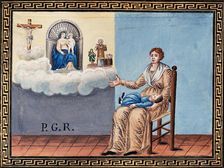 A woman appealing to Christ, to Sansovino's Virgin and Child and to Saint..., early 19th century. Creator: Unknown