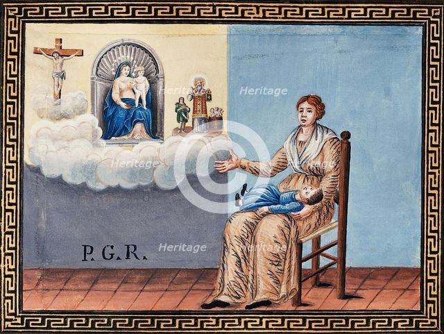 A woman appealing to Christ, to Sansovino's Virgin and Child and to Saint..., early 19th century. Creator: Unknown.