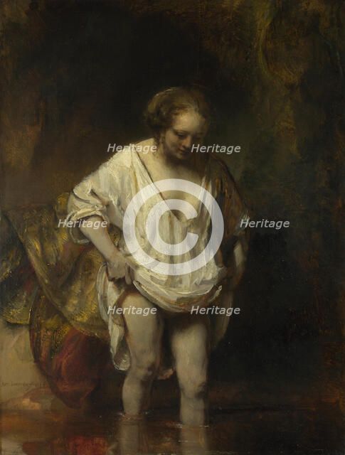 A Woman bathing in a Stream (Hendrickje Stoffels), 1654. Artist: Rembrandt van Rhijn (1606-1669)