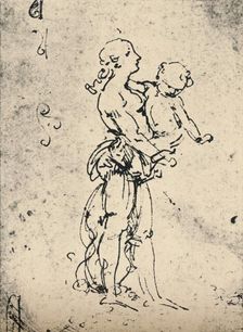 A Woman Carrying a Child c1481 (1945). Artist: Leonardo da Vinci