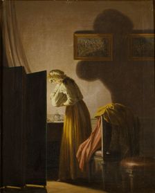 A Woman Catching Fleas by Candlelight