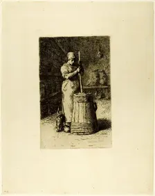 A Woman Churning, 1855. Creator: Jean Francois Millet