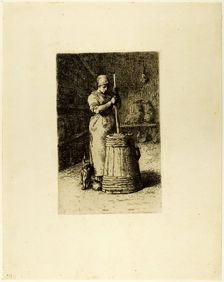 A Woman Churning, 1855. Creator: Jean Francois Millet