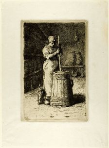 A Woman Churning, 1855. Creator: Jean Francois Millet