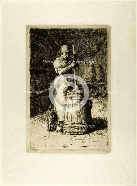 A Woman Churning, 1855. Creator: Jean Francois Millet.